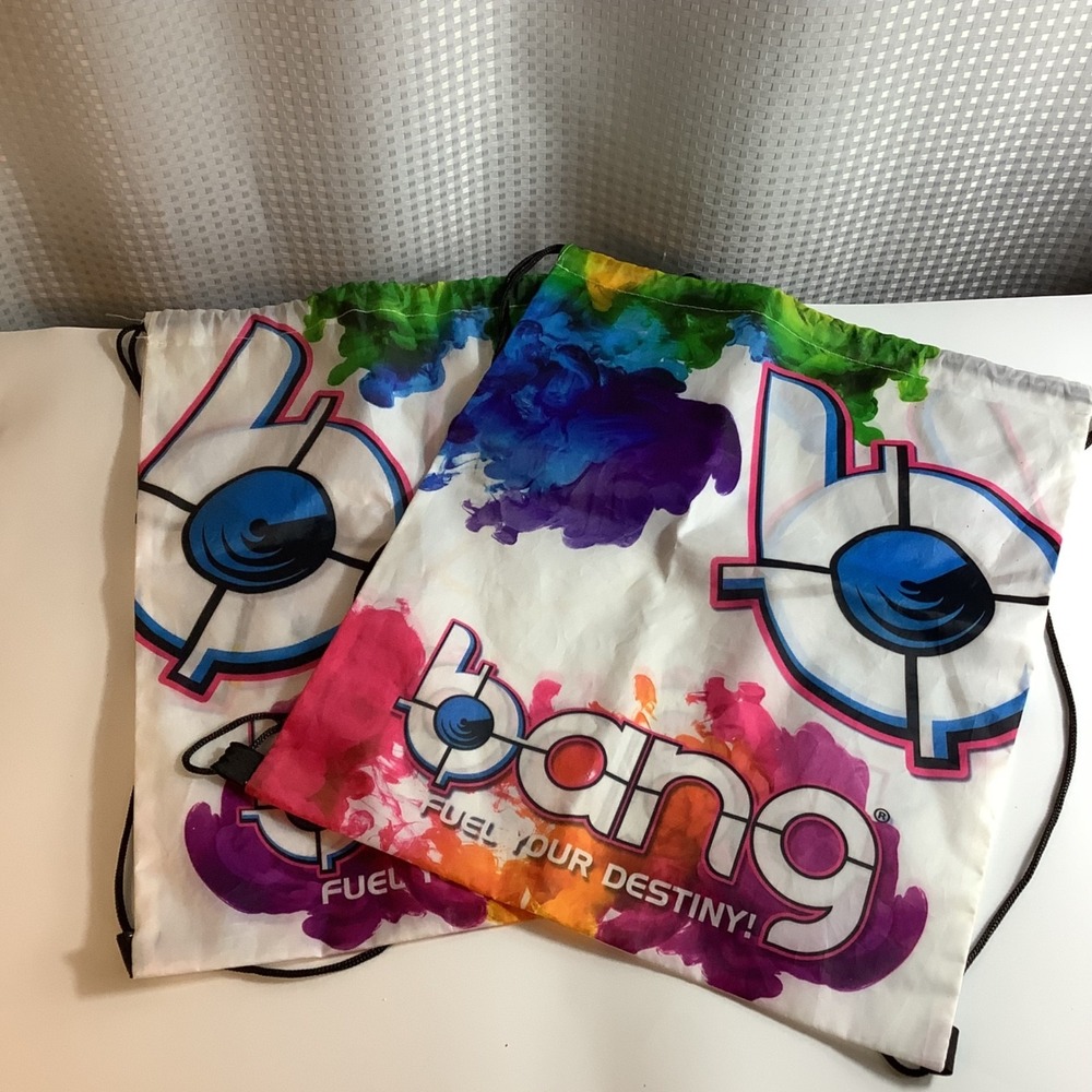 BANG‎ Bag Energy Drink Drawstring Backpack Adjustable Promo String Sack Lot of 2